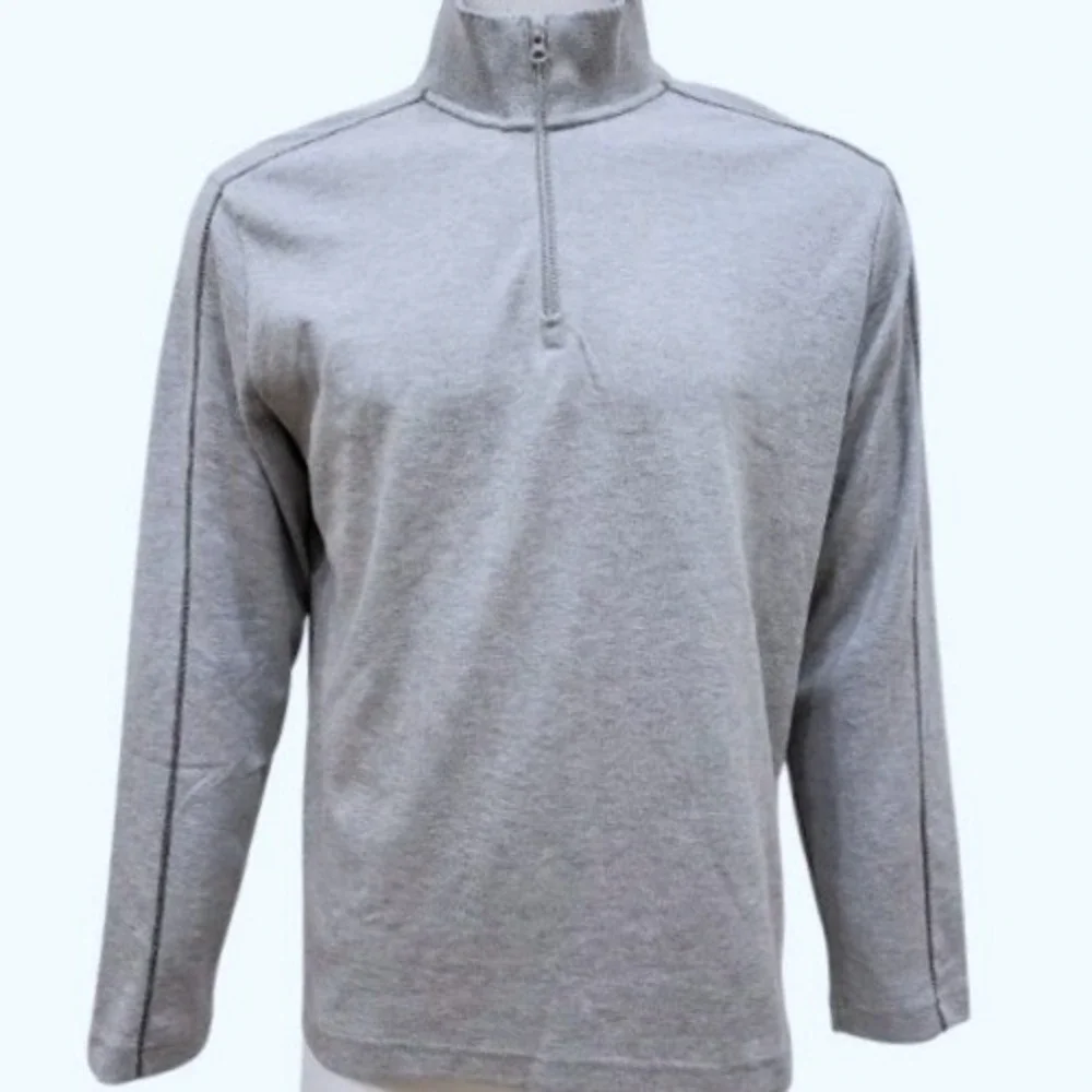 Robert Graham Pullover Mens XL Grey Excellent Quarter Zip Floral Trim Casual Lux
